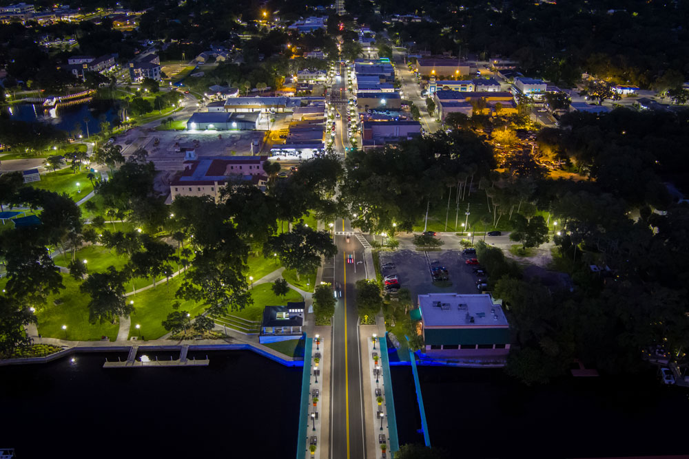 Downtown New Port Richey at night